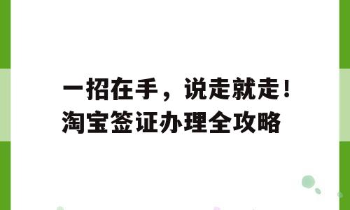 一招在手，说走就走！淘宝签证办理全攻略