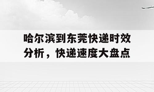 哈尔滨到东莞快递时效分析，快递速度大盘点