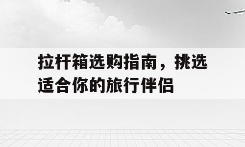 拉杆箱选购指南，挑选适合你的旅行伴侣