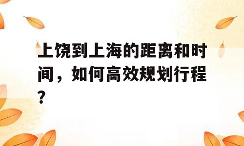 上饶到上海的距离和时间，如何高效规划行程？