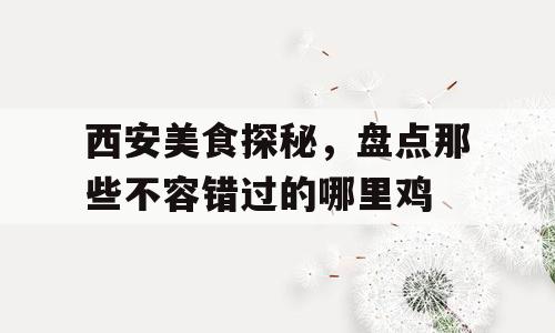 西安美食探秘，盘点那些不容错过的哪里鸡