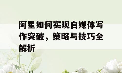 阿星如何实现自媒体写作突破，策略与技巧全解析