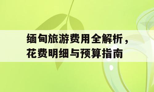 缅甸旅游费用全解析，花费明细与预算指南
