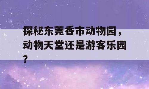 探秘东莞香市动物园，动物天堂还是游客乐园？