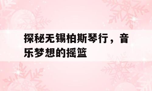 探秘无锡柏斯琴行，音乐梦想的摇篮