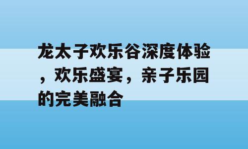 龙太子欢乐谷深度体验，欢乐盛宴，亲子乐园的完美融合