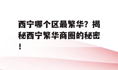西宁哪个区最繁华？揭秘西宁繁华商圈的秘密！