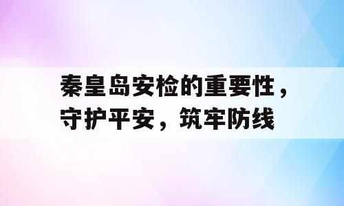 秦皇岛安检的重要性，守护平安，筑牢防线