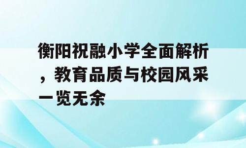 衡阳祝融小学全面解析，教育品质与校园风采一览无余