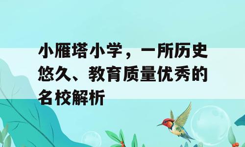 小雁塔小学，一所历史悠久、教育质量优秀的名校解析