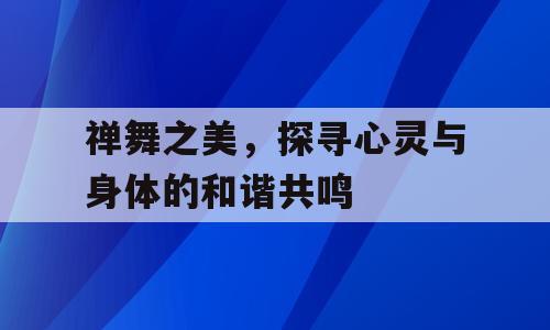 禅舞之美，探寻心灵与身体的和谐共鸣