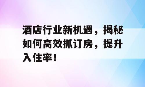 酒店行业新机遇，揭秘如何高效抓订房，提升入住率！