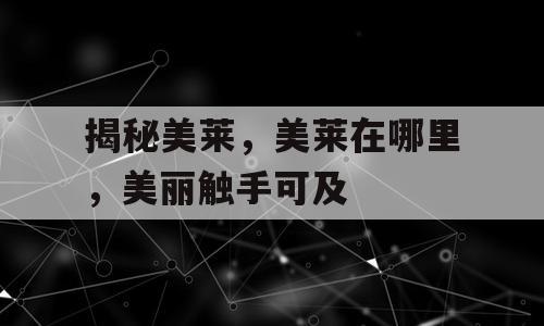 揭秘美莱，美莱在哪里，美丽触手可及
