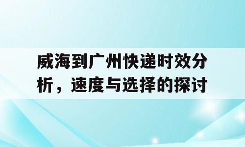 威海到广州快递时效分析，速度与选择的探讨