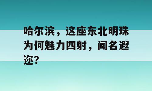 哈尔滨，这座东北明珠为何魅力四射，闻名遐迩？