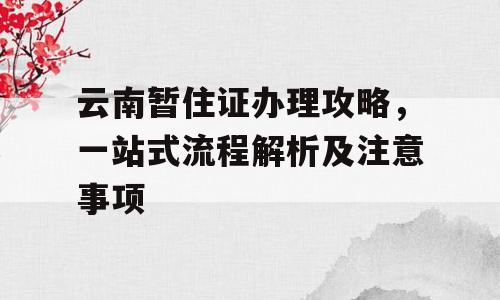 云南暂住证办理攻略，一站式流程解析及注意事项