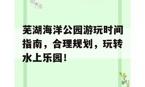 芜湖海洋公园游玩时间指南，合理规划，玩转水上乐园！