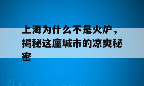 上海为什么不是火炉，揭秘这座城市的凉爽秘密