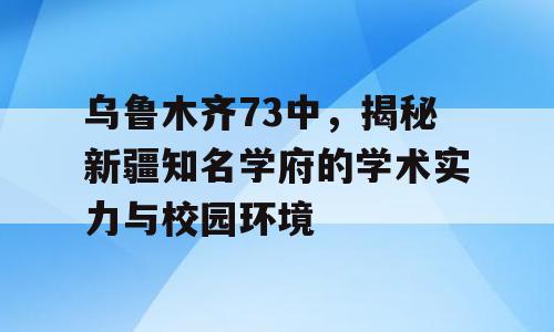 乌鲁木齐73中，揭秘新疆知名学府的学术实力与校园环境