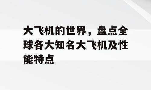 大飞机的世界，盘点全球各大知名大飞机及性能特点