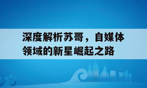 深度解析苏哥，自媒体领域的新星崛起之路