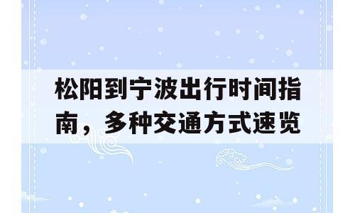 松阳到宁波出行时间指南，多种交通方式速览