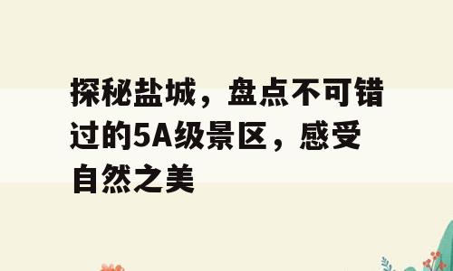 探秘盐城，盘点不可错过的5A级景区，感受自然之美