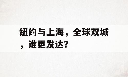 纽约与上海，全球双城，谁更发达？