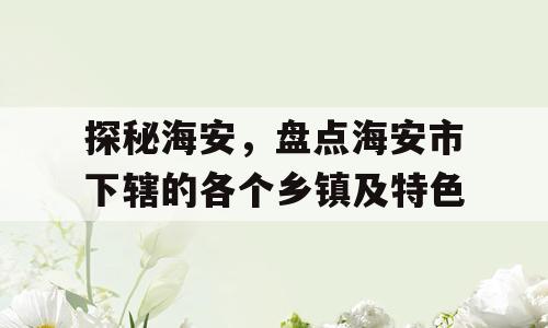 探秘海安，盘点海安市下辖的各个乡镇及特色