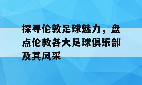 探寻伦敦足球魅力，盘点伦敦各大足球俱乐部及其风采