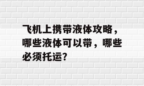 飞机上携带液体攻略，哪些液体可以带，哪些必须托运？