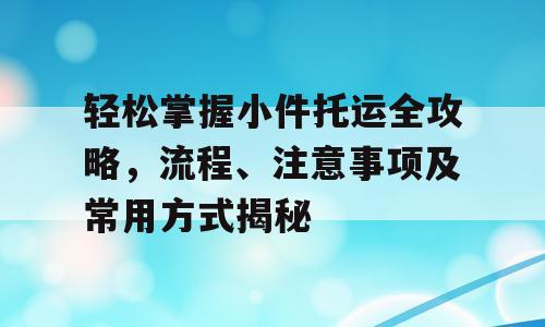 轻松掌握小件托运全攻略，流程、注意事项及常用方式揭秘