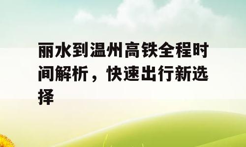 丽水到温州高铁全程时间解析，快速出行新选择
