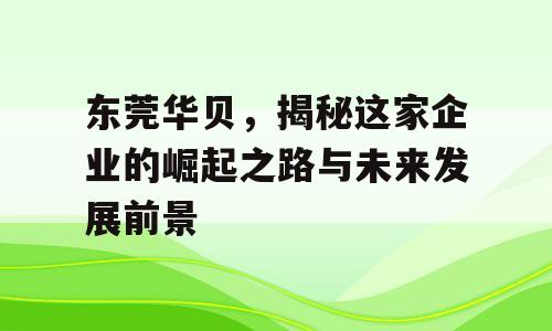 东莞华贝，揭秘这家企业的崛起之路与未来发展前景