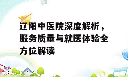 辽阳中医院深度解析，服务质量与就医体验全方位解读