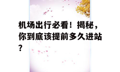 机场出行必看！揭秘，你到底该提前多久进站？