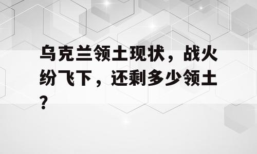 乌克兰领土现状，战火纷飞下，还剩多少领土？