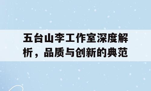 五台山李工作室深度解析，品质与创新的典范