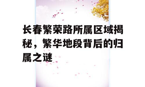 长春繁荣路所属区域揭秘，繁华地段背后的归属之谜