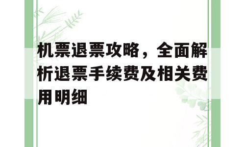 机票退票攻略，全面解析退票手续费及相关费用明细