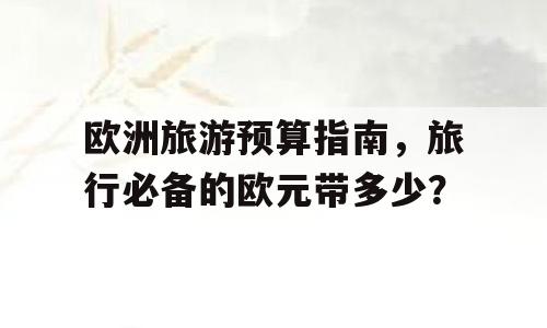 欧洲旅游预算指南，旅行必备的欧元带多少？