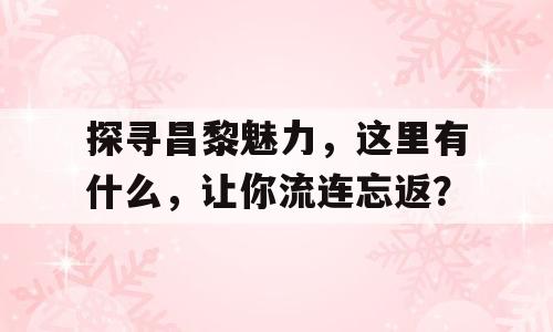 探寻昌黎魅力，这里有什么，让你流连忘返？