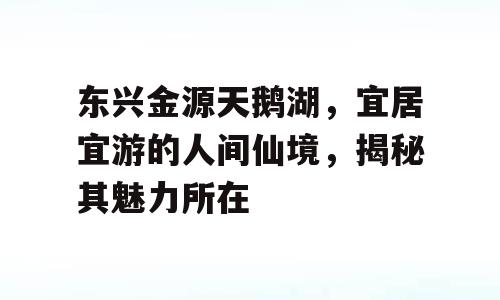东兴金源天鹅湖，宜居宜游的人间仙境，揭秘其魅力所在
