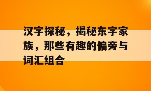 汉字探秘，揭秘东字家族，那些有趣的偏旁与词汇组合