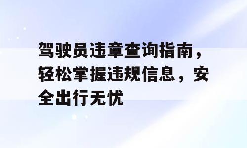 驾驶员违章查询指南，轻松掌握违规信息，安全出行无忧