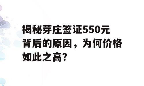 揭秘芽庄签证550元背后的原因，为何价格如此之高？
