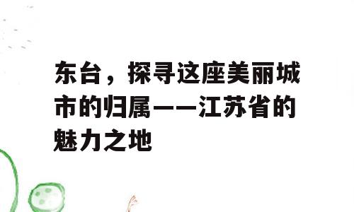 东台，探寻这座美丽城市的归属——江苏省的魅力之地