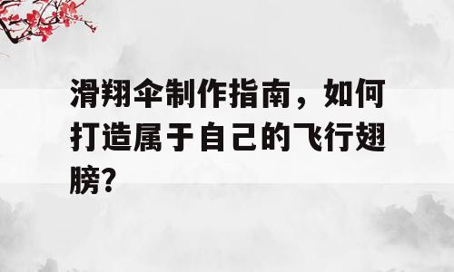 滑翔伞制作指南，如何打造属于自己的飞行翅膀？