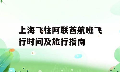 上海飞往阿联酋航班飞行时间及旅行指南