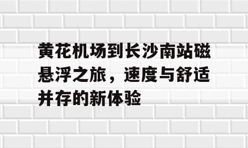 黄花机场到长沙南站磁悬浮之旅，速度与舒适并存的新体验